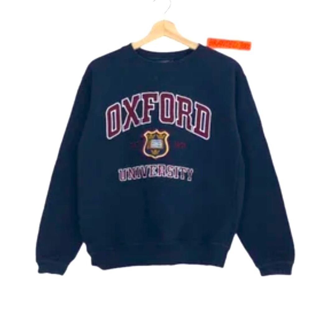 Authentic Oxford university embroidery preppy crew sweatshirt college classic